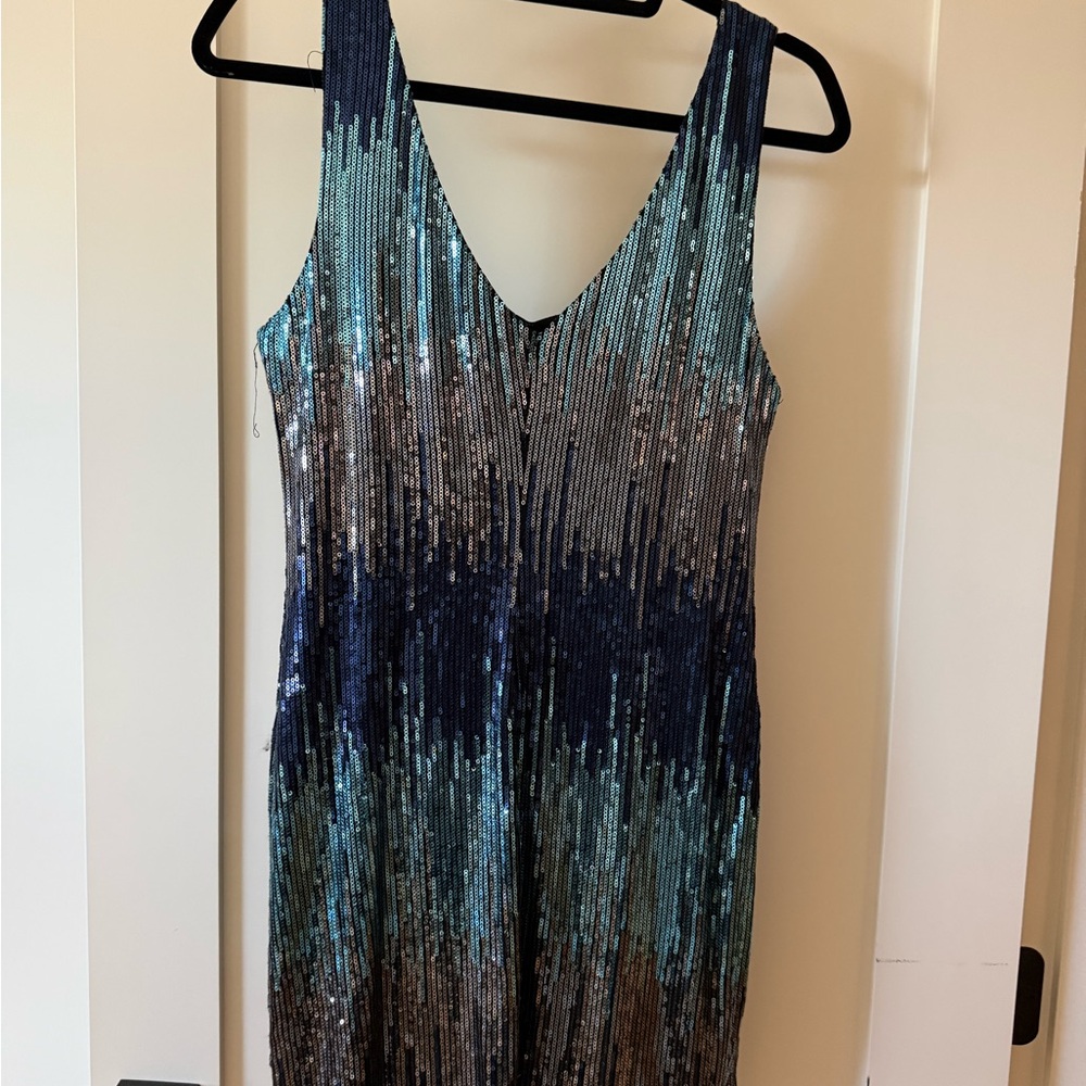 As U Wish Backless Sequin Dress in Blue and Silver